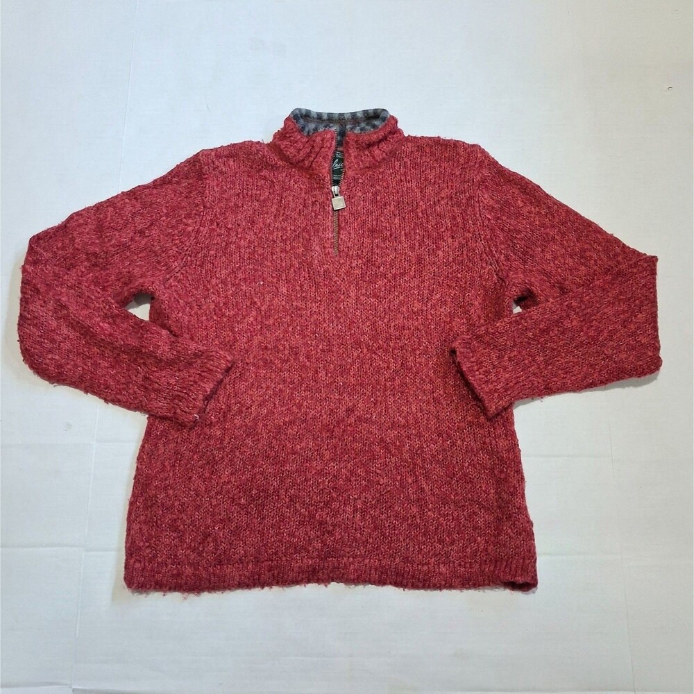 Ruby Red Textured Knit 1/4 Zip Mock Neck Sweater Woolrich Women’s Size Small